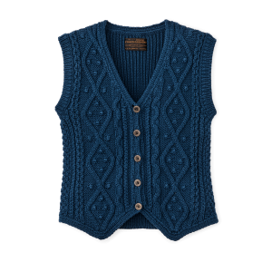 Women's Rustic Cable Knit Vest - Deep Blue