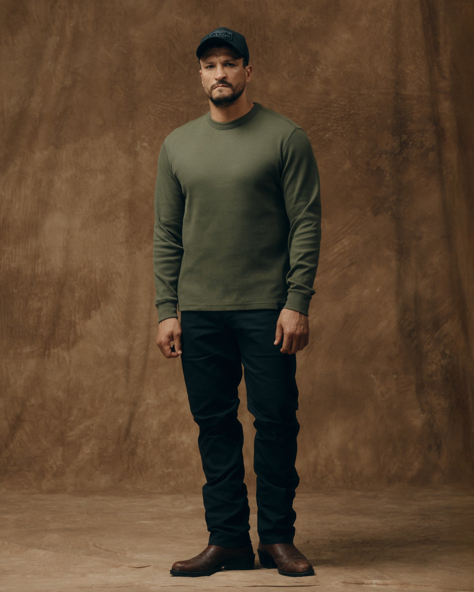 Waffle Knit Thermal Crewneck - Mossy Rock