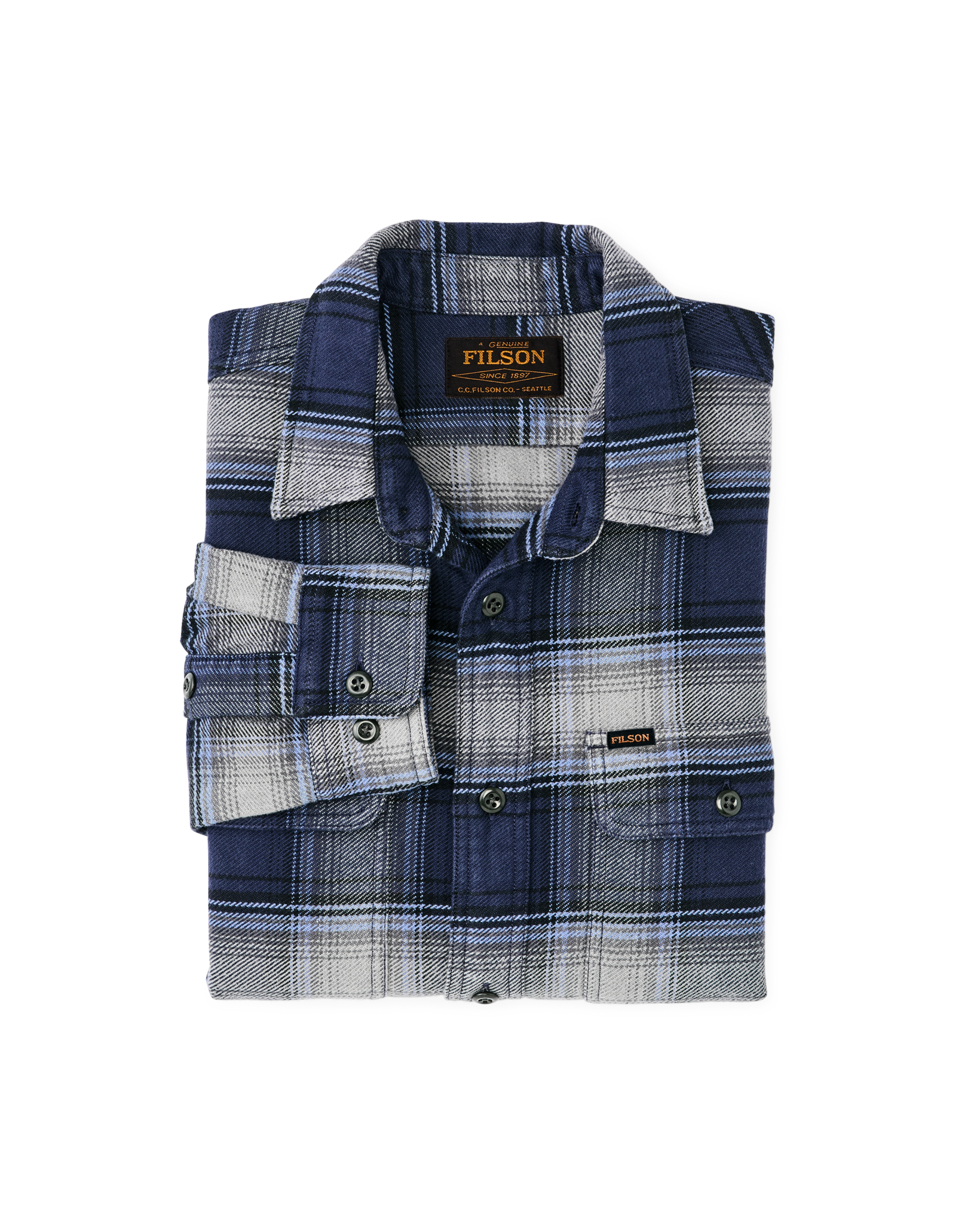 Vintage Flannel Work Shirt - Light Blue / Navy Plaid - Image 3