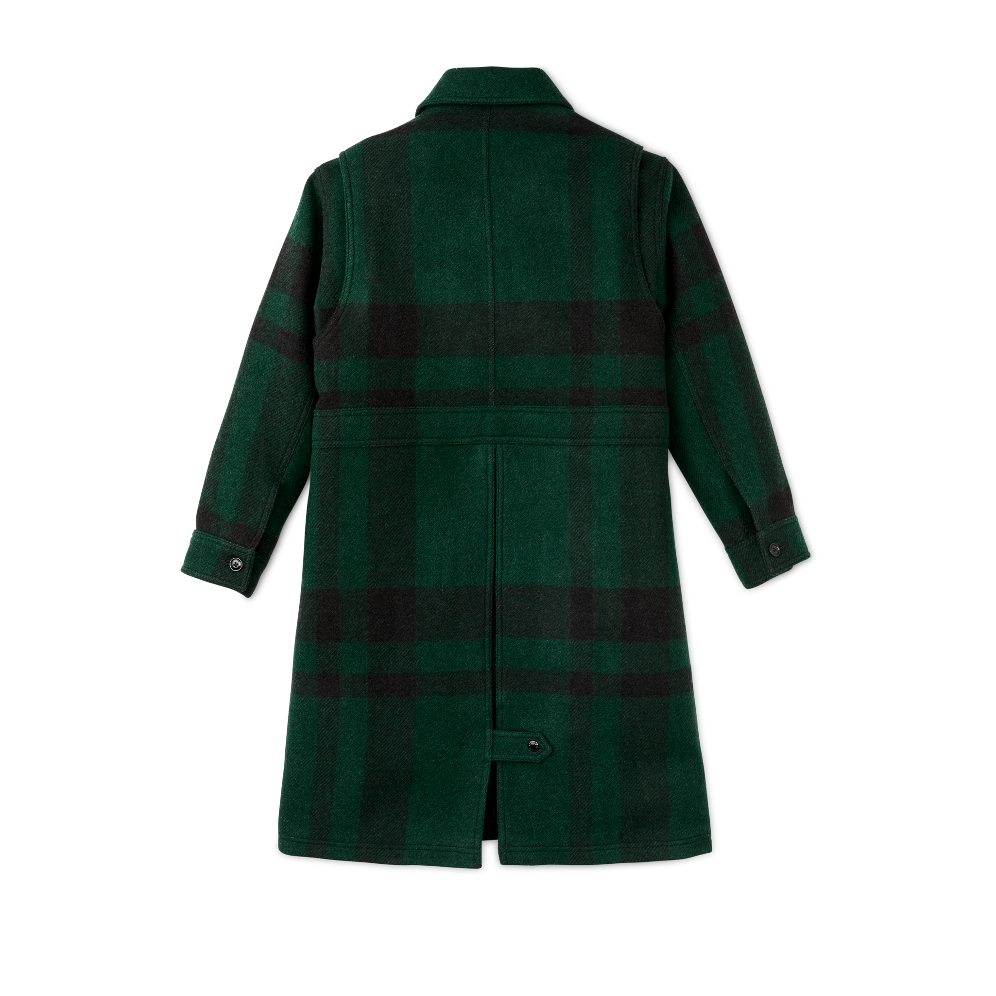 Women's Wool Long Cruiser Coat - Otter Green / Black Plaid - Image 2