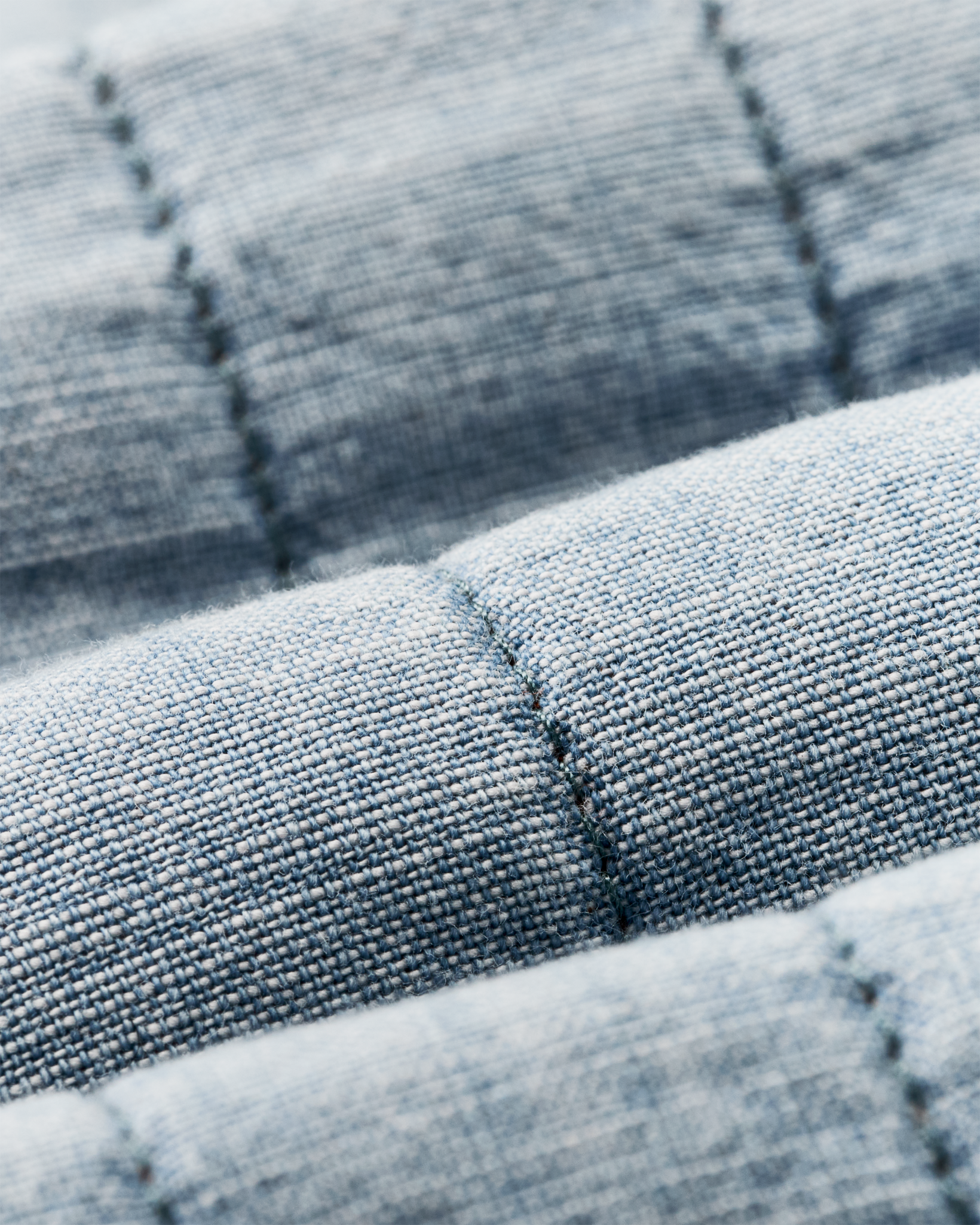 Women's Chambray Quilted Jacket - Light Indigo Chambray - Image 5