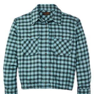 Women's Gathered Hem Shirt - Blue / Navy Plaid