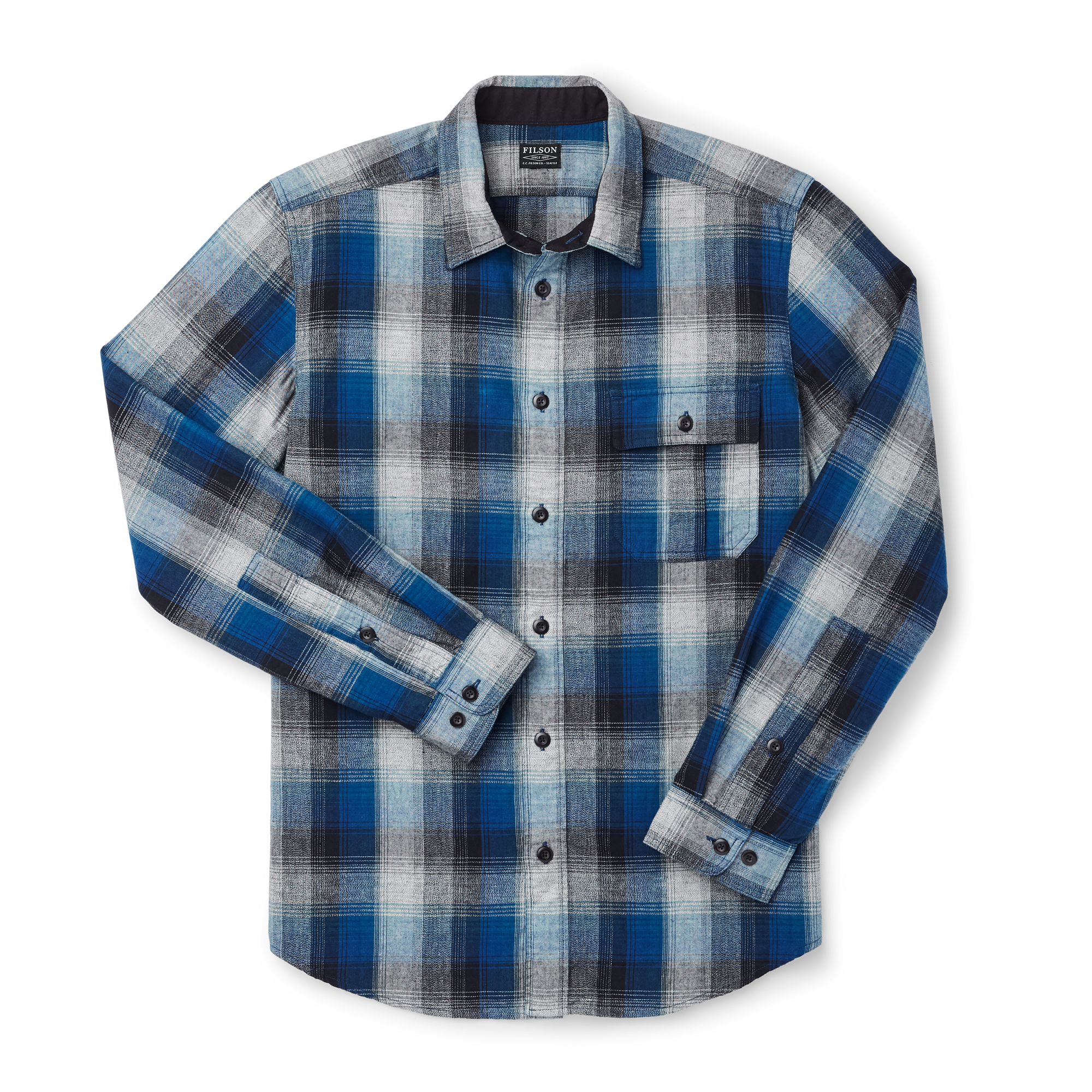 Rustic Oxford Shirt - Indigo/black/charcoal Plaid