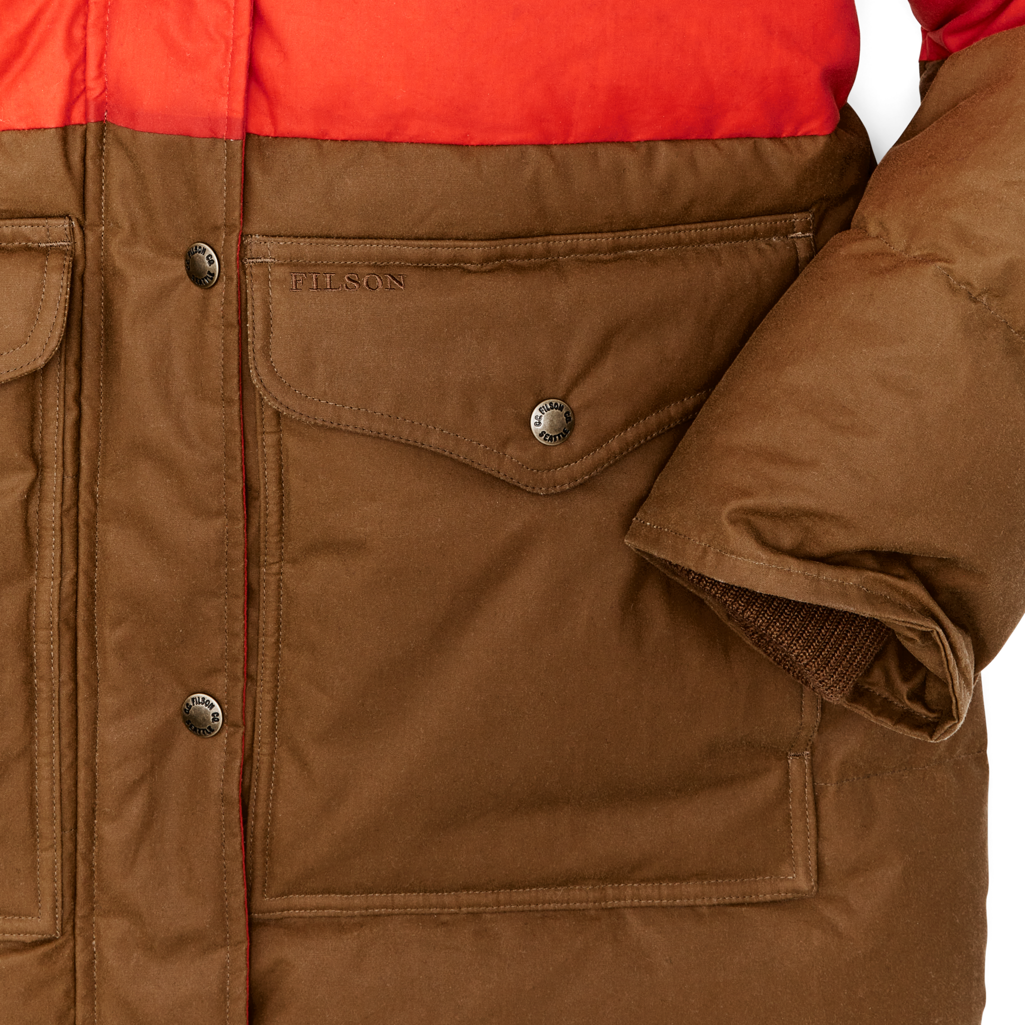 Women's Waxed Down Parka - Dark Tan / Campfire - Image 7